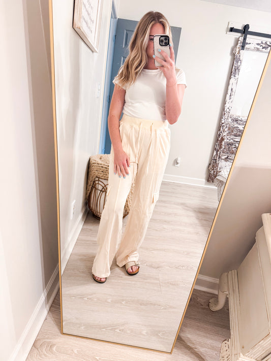 Beige Cargo Sweatpants