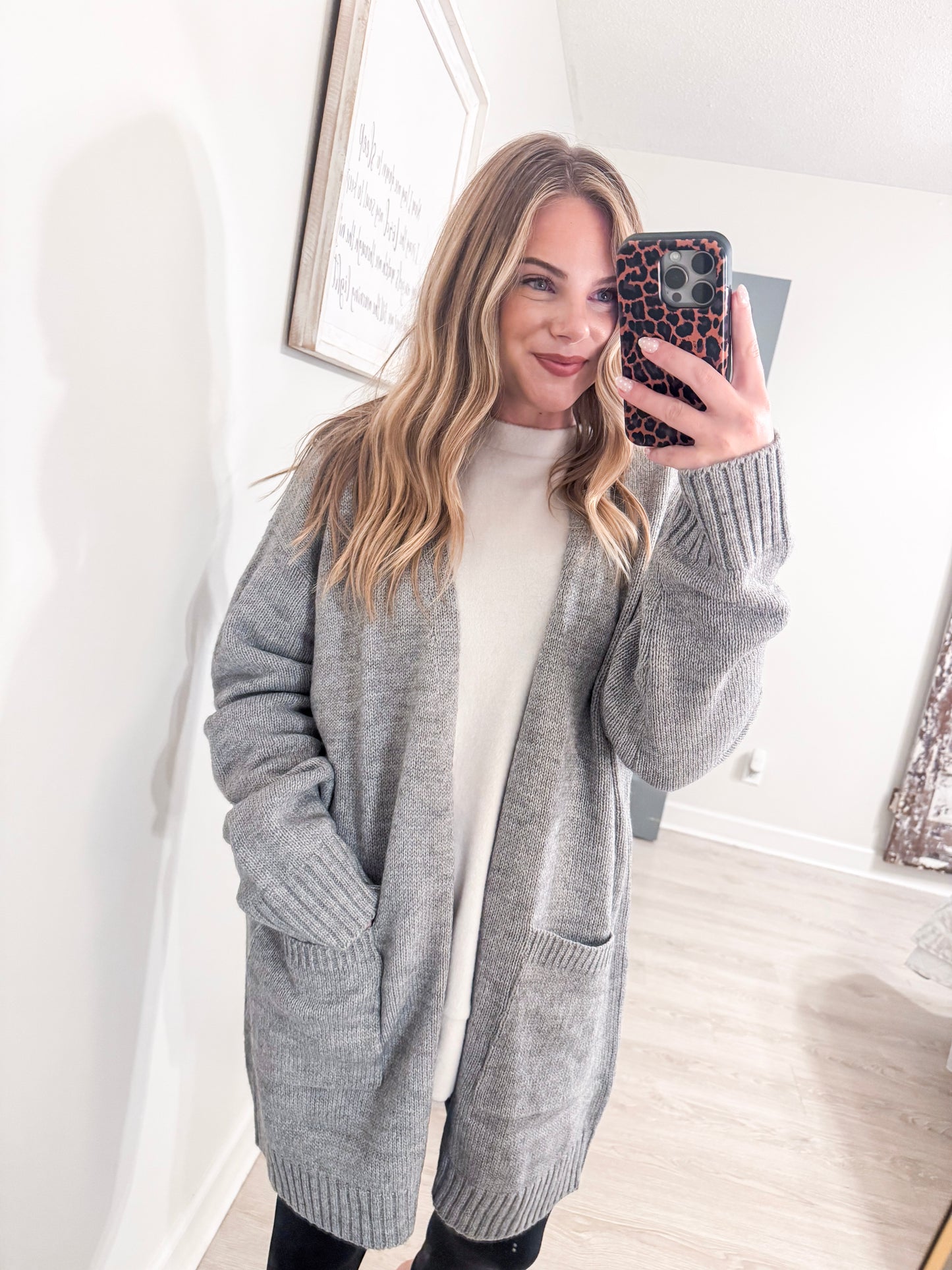 Gray Curvy Cardigan
