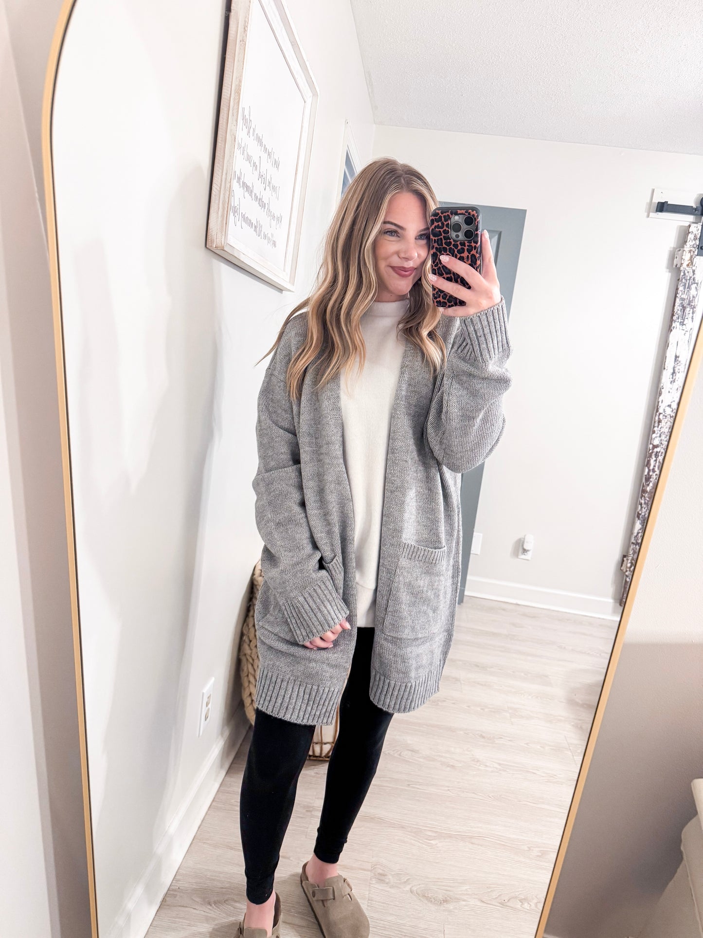 Gray Curvy Cardigan