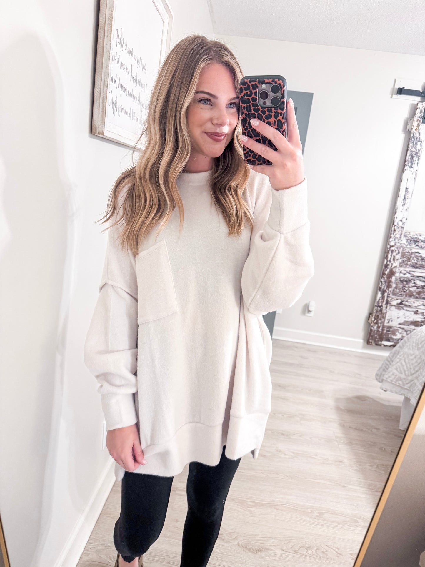 Beige Long Sleeve Curvy Top
