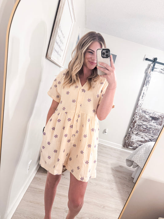 Floral Embroidered Romper