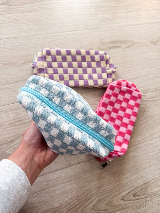 Checkered Cosmetic Bag