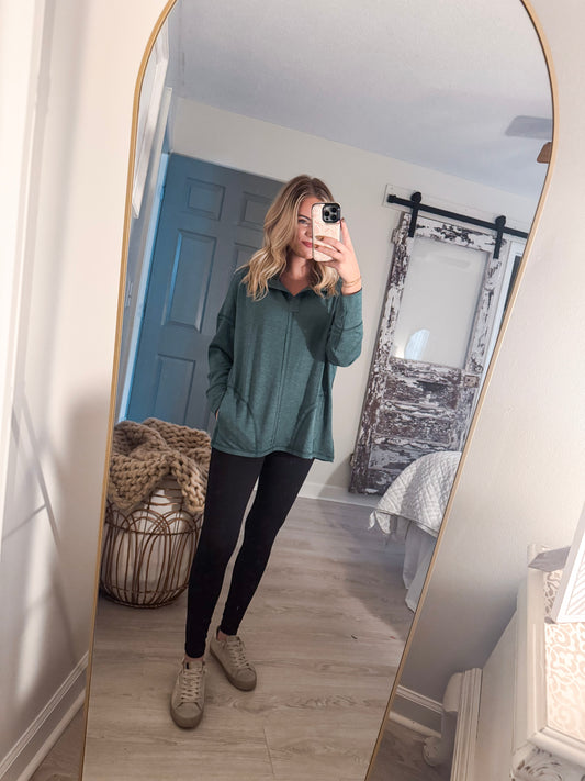 Green Exposed Seam Sweatshirt