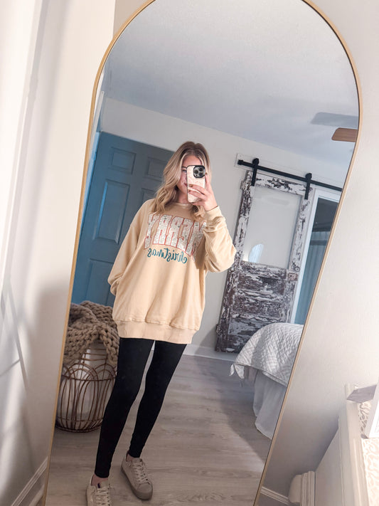 Beige Merry Christmas Sweatshirt