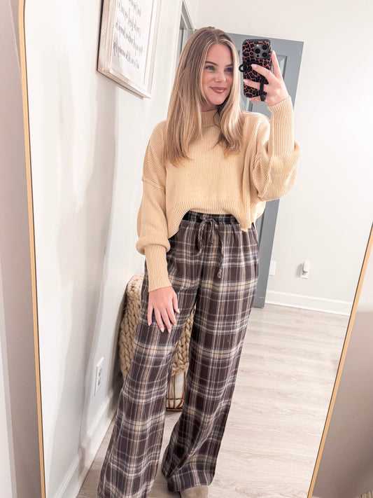 Plaid Flannel Drawstring Pants