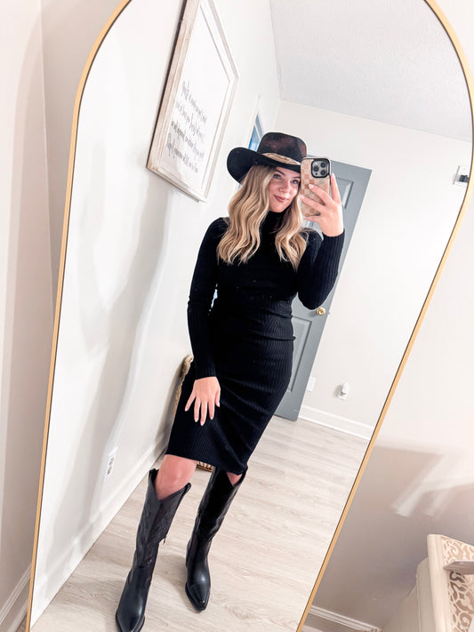 Long Sleeve High Neck Sweater Long Dress