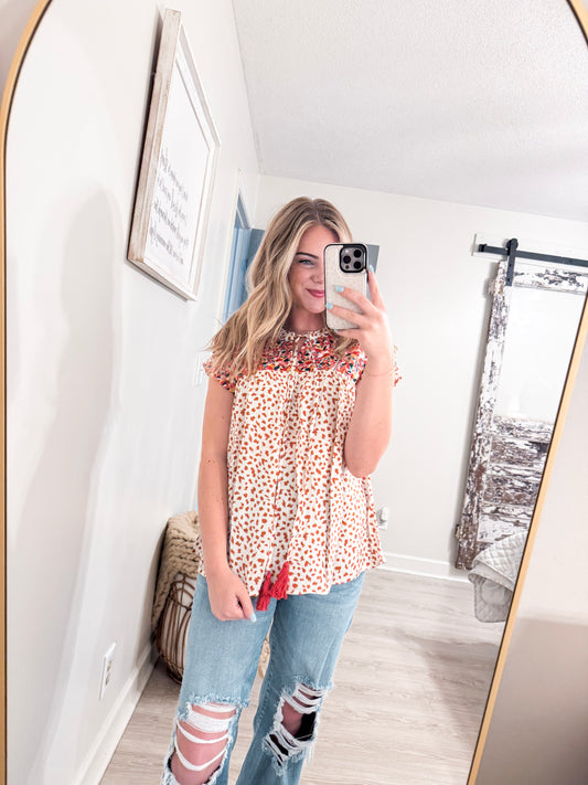 Red Embroidery Blouse