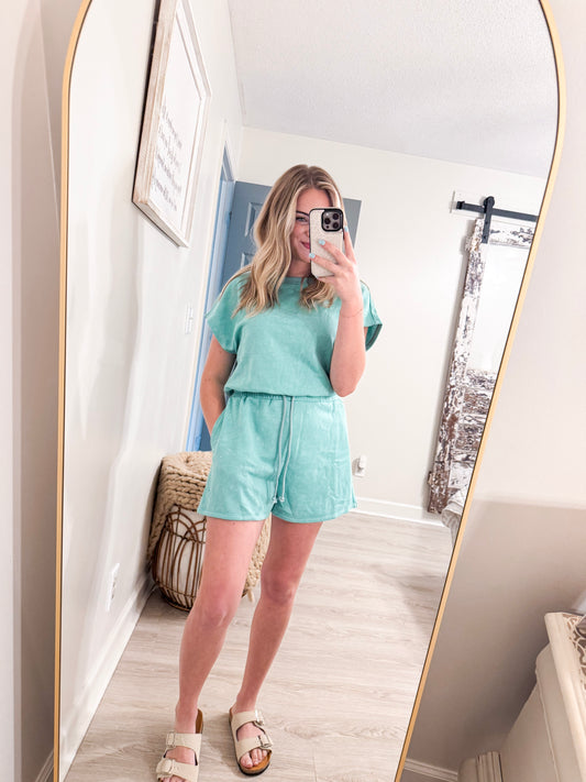 Green Mineral Wash Romper