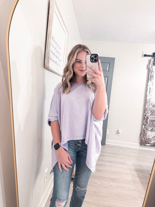 Purple Mineral Wash Short Sleeve Top