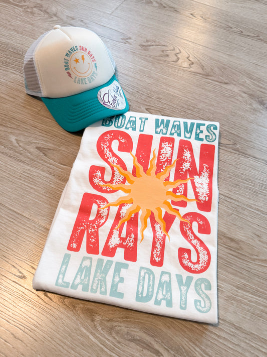 Boat Waves - Sun Rays - Lake Days Tee