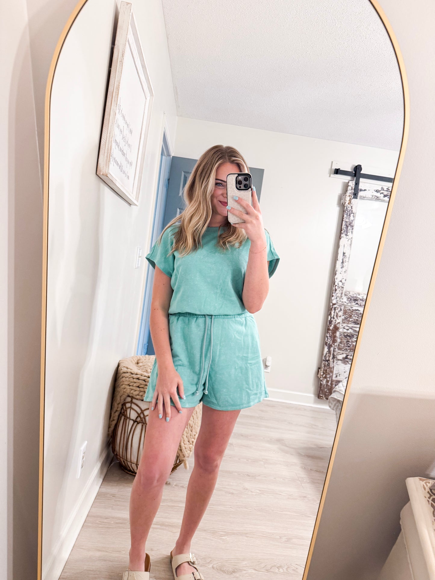 Green Mineral Wash Romper