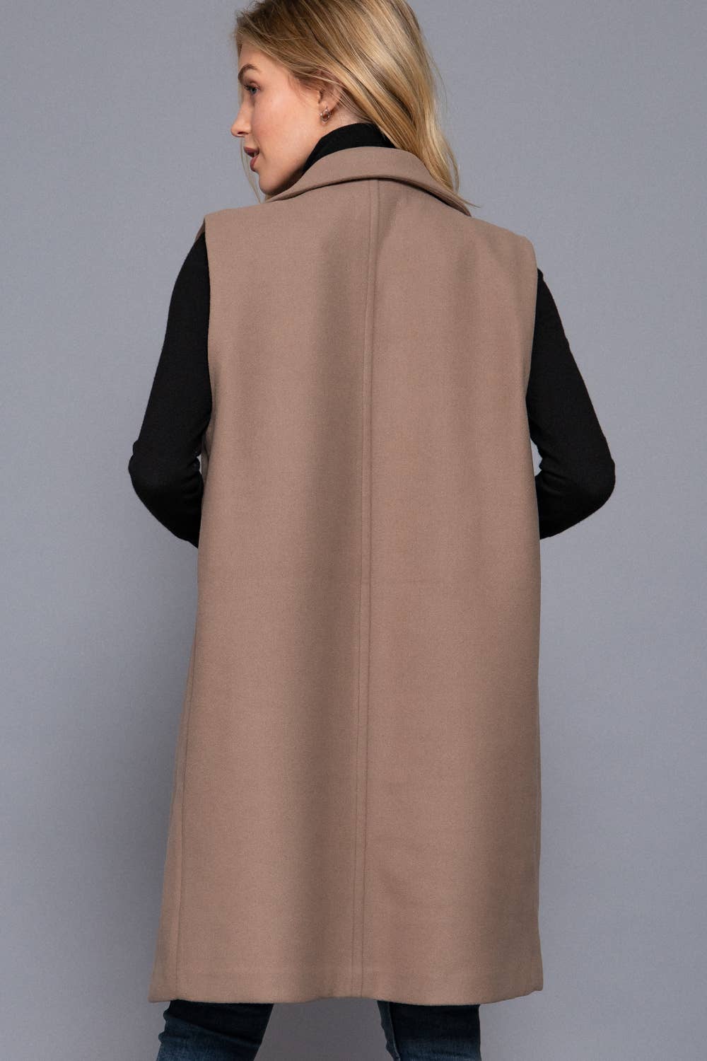 Sleeveless Notched Collar Soft Open Vest
